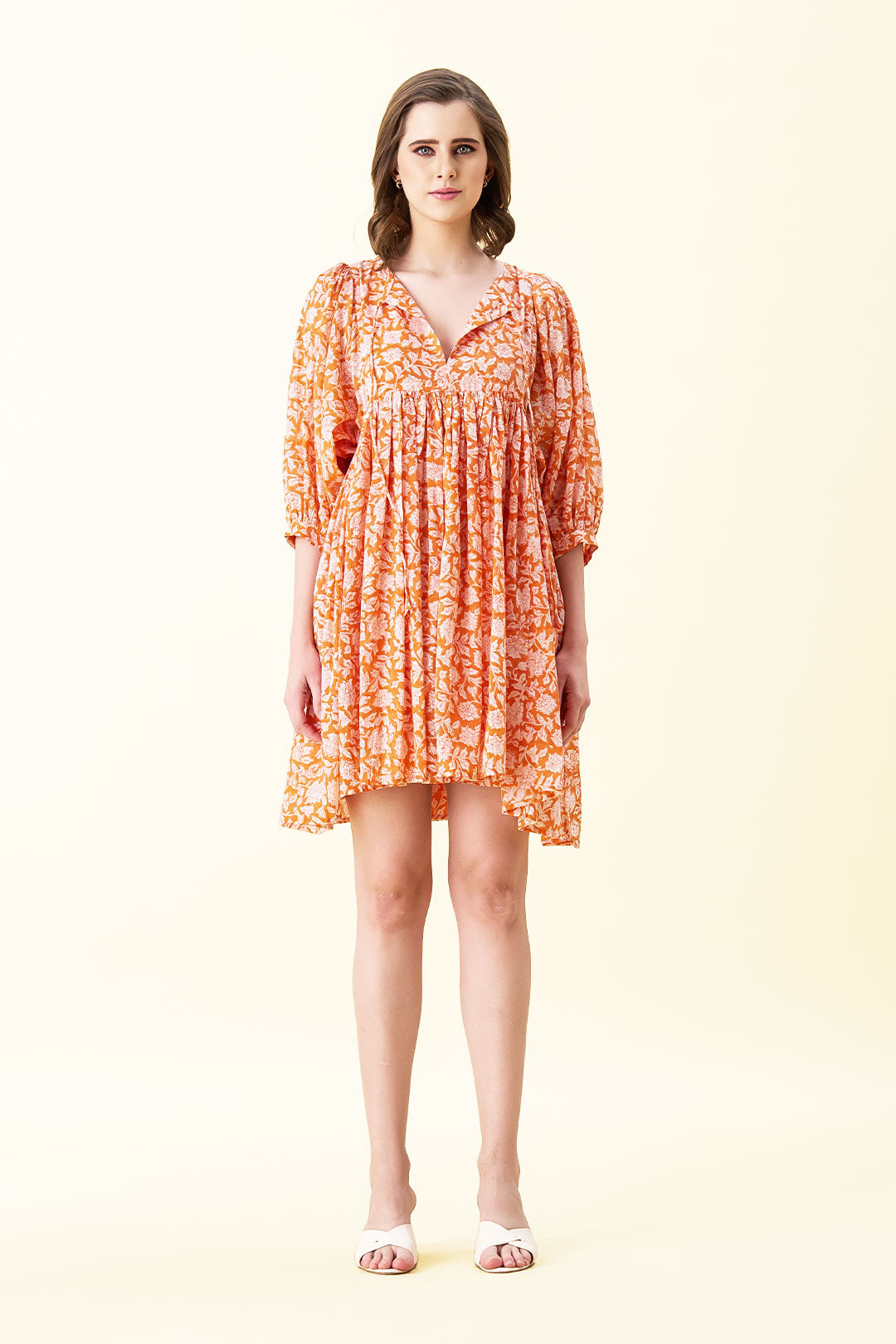 Ava Printed Mini Dress - Orange