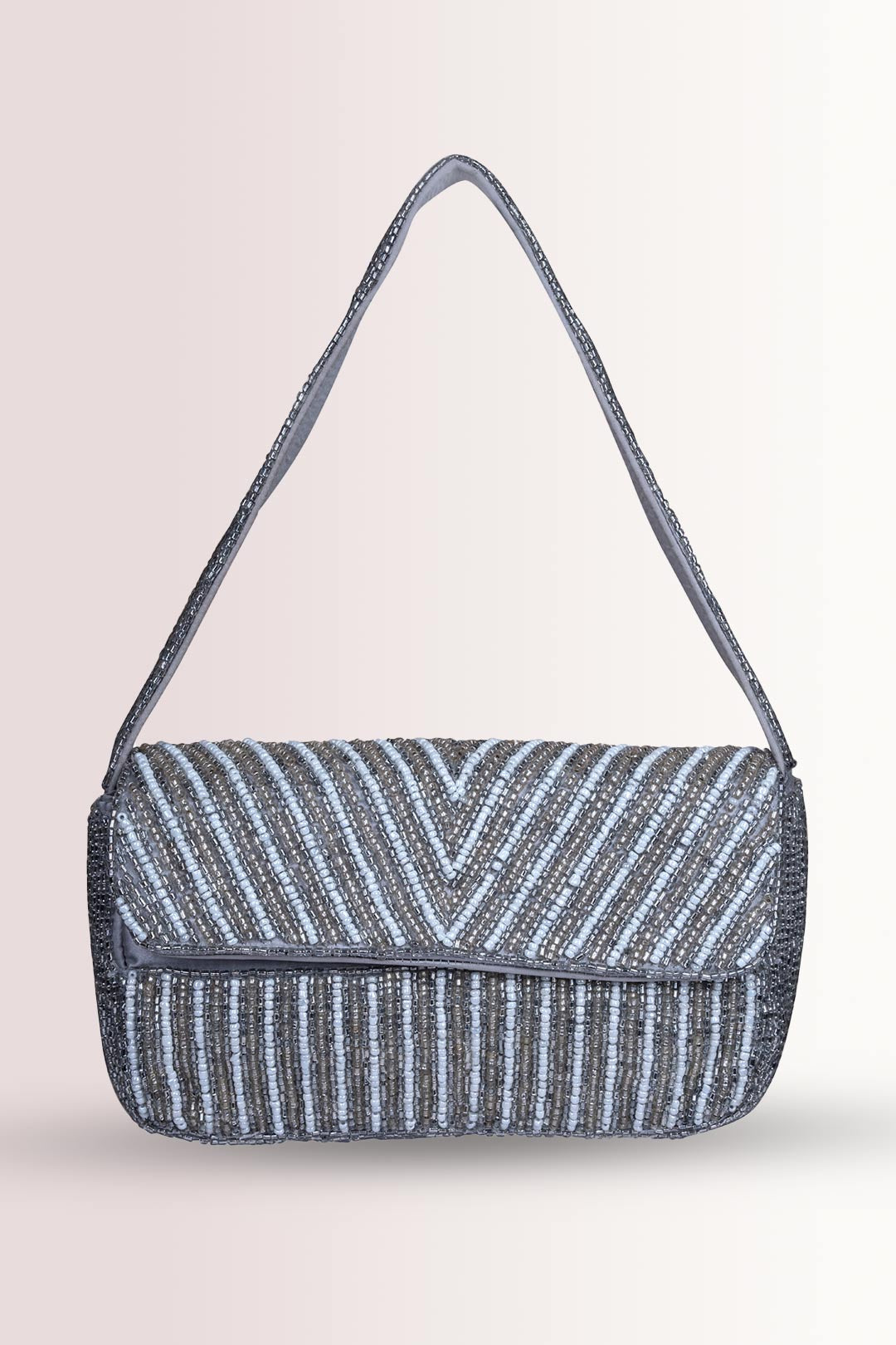 Luna Silver Embellished Handbag