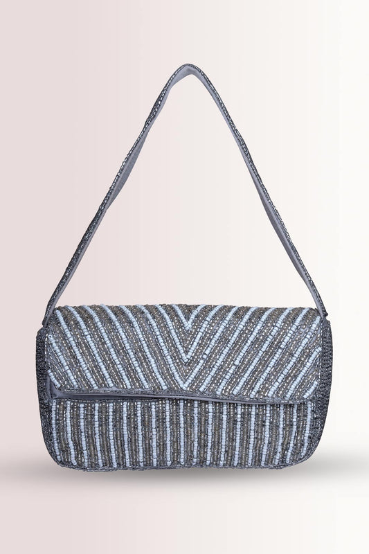 Luna Silver Embellished Handbag