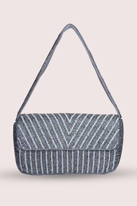 Luna Silver Embellished Handbag