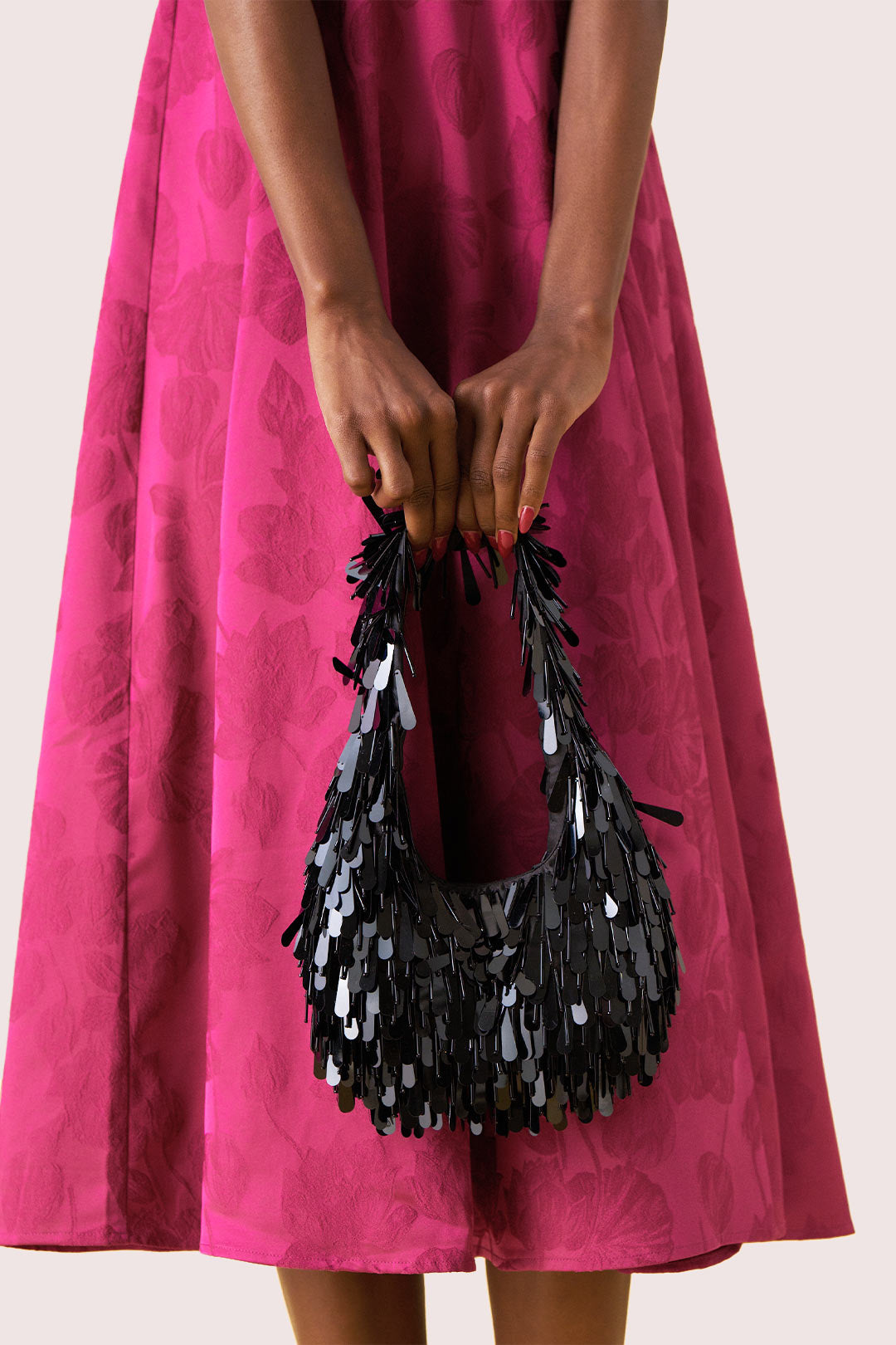 Raven Black Fringe-detail Handbag