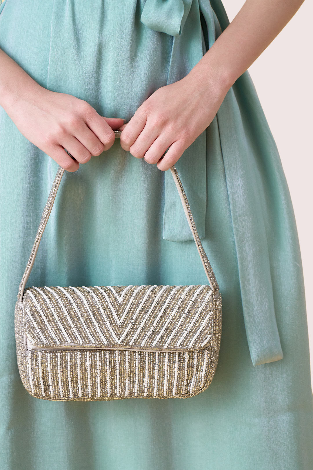 Luna Silver Embellished Handbag