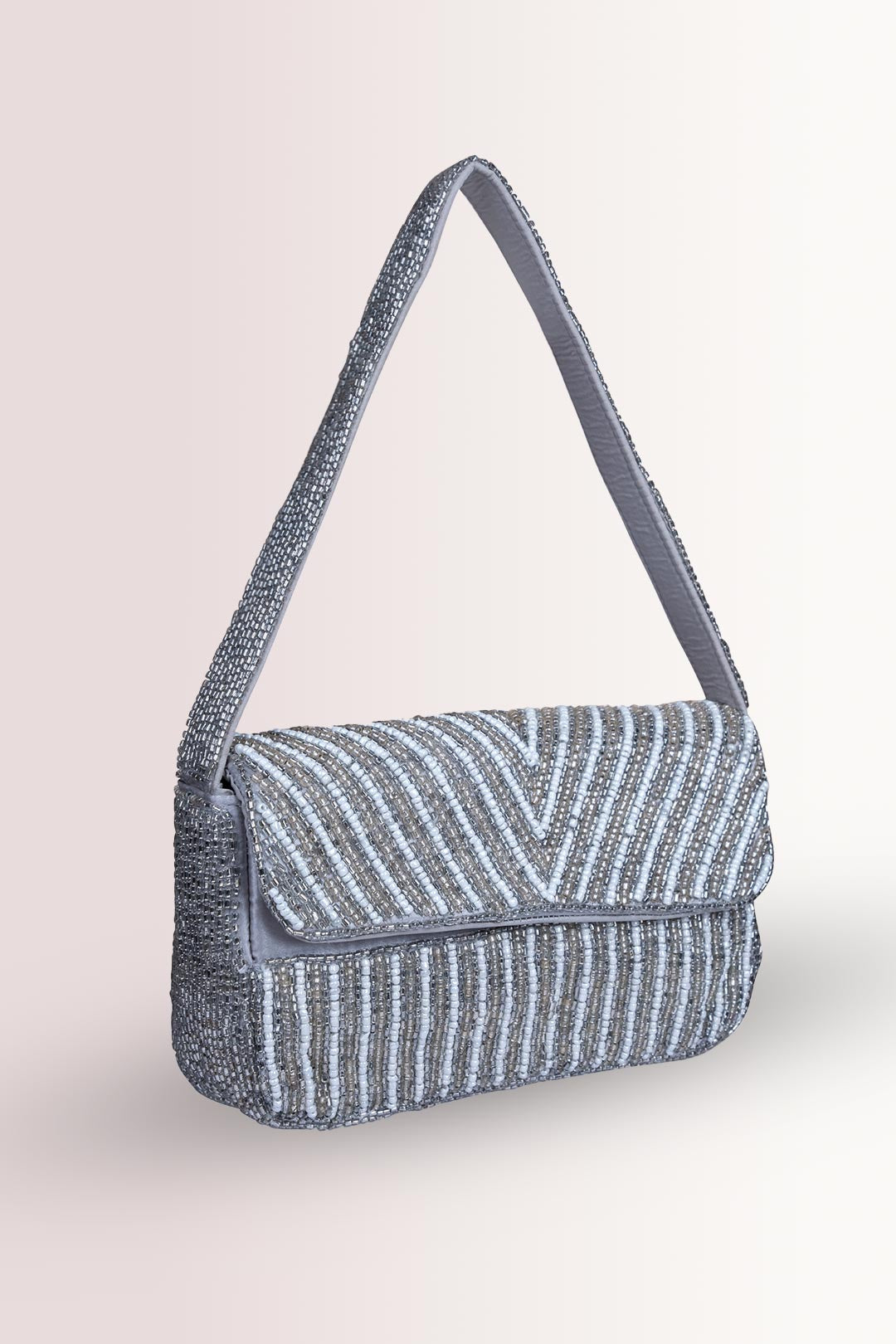 Luna Silver Embellished Handbag