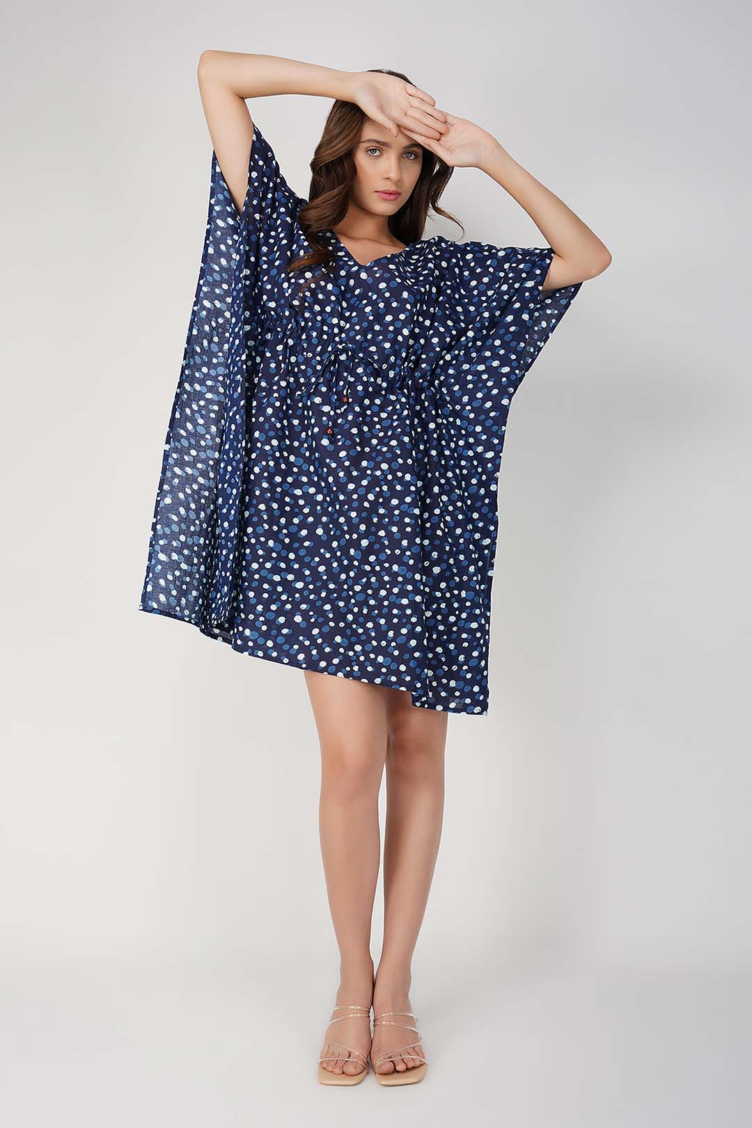 Ayla Block Printed Dotted Kaftan