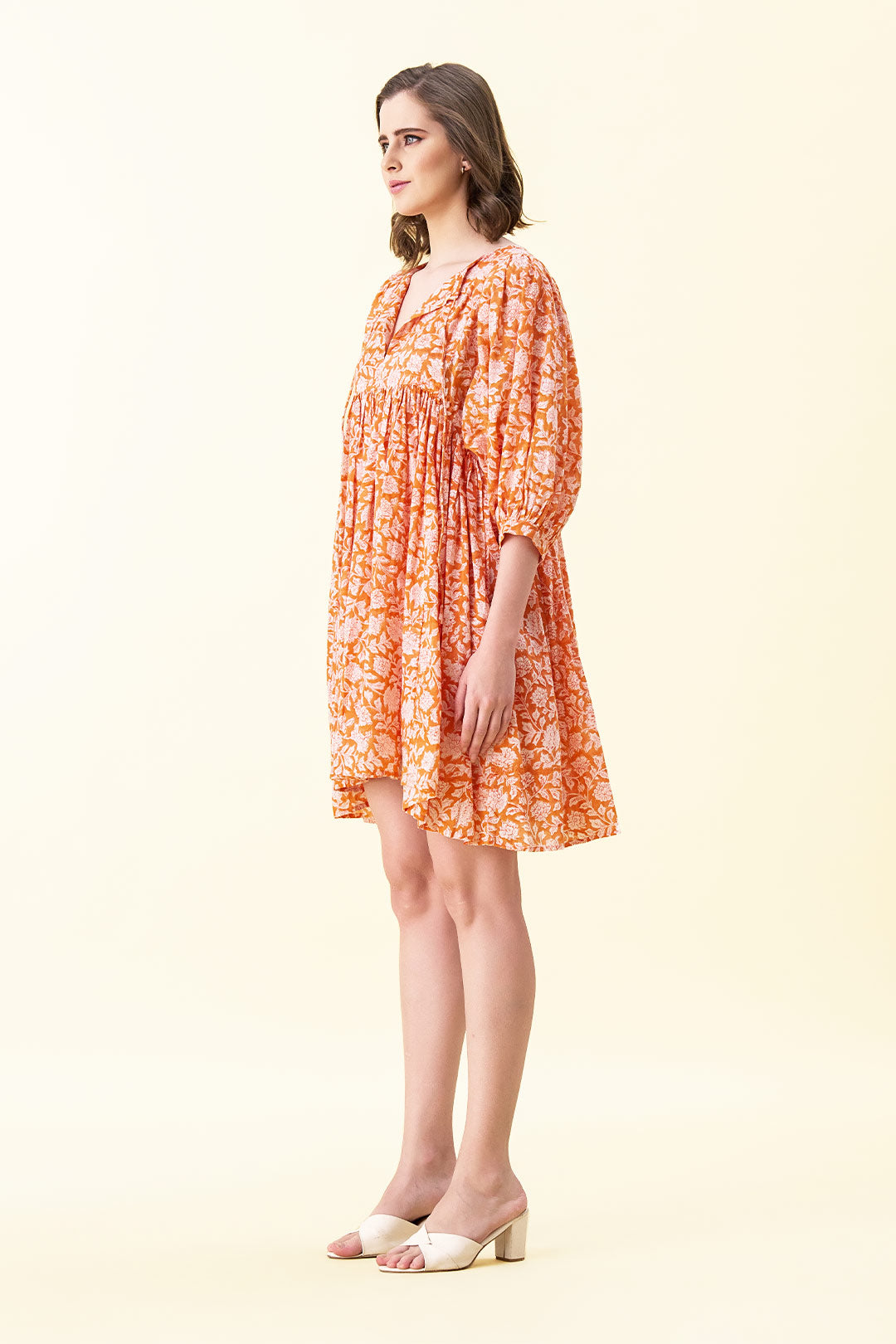 Ava Printed Mini Dress - Orange