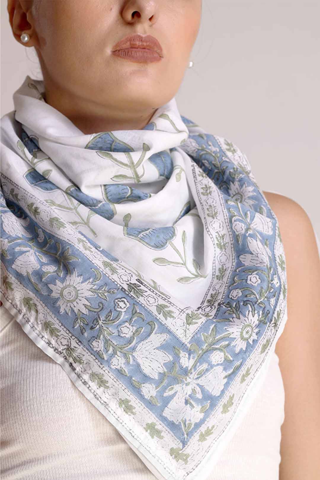 Aurora Blue Lily Motif Scarf