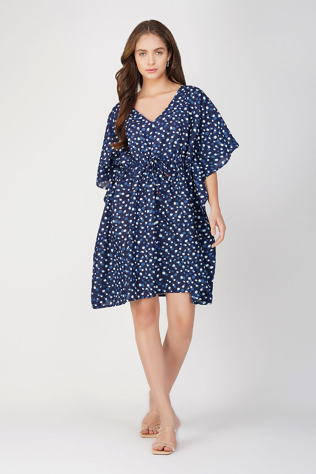 Ayla Block Printed Dotted Kaftan