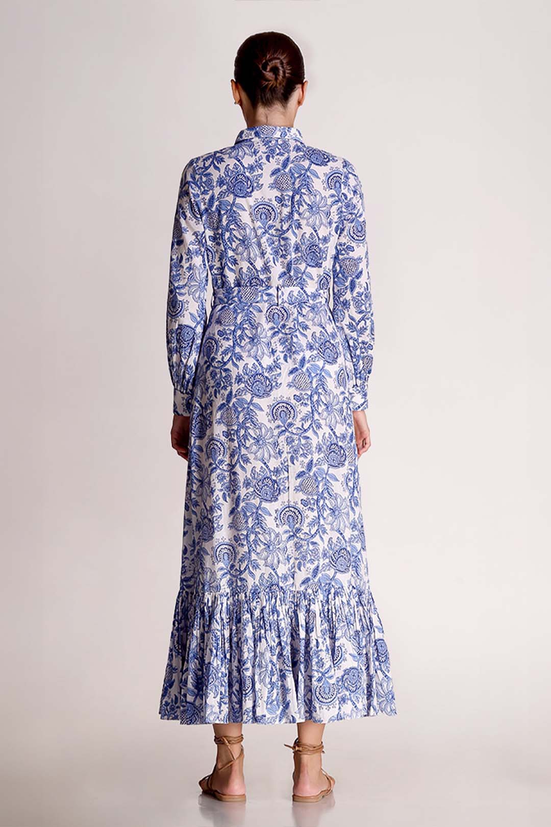 Linda - Porcelain Print Shirt Maxi Dress