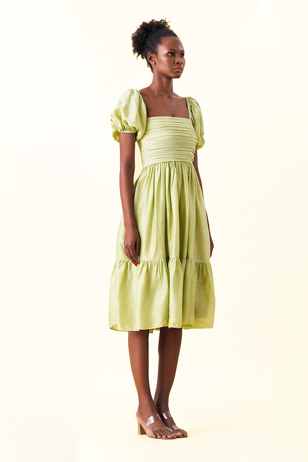 Lana Balloon Sleeves Midi Dress