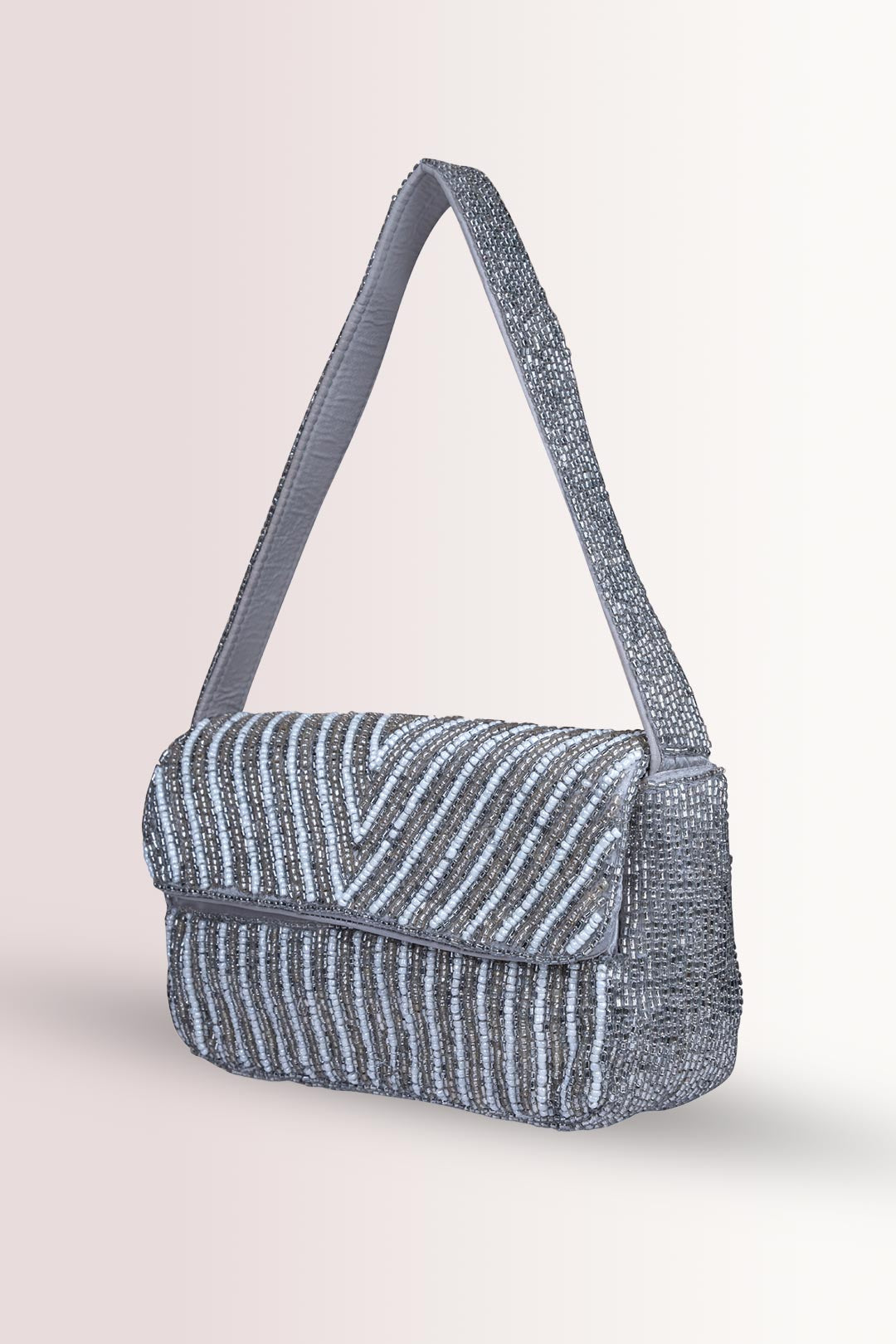 Luna Silver Embellished Handbag