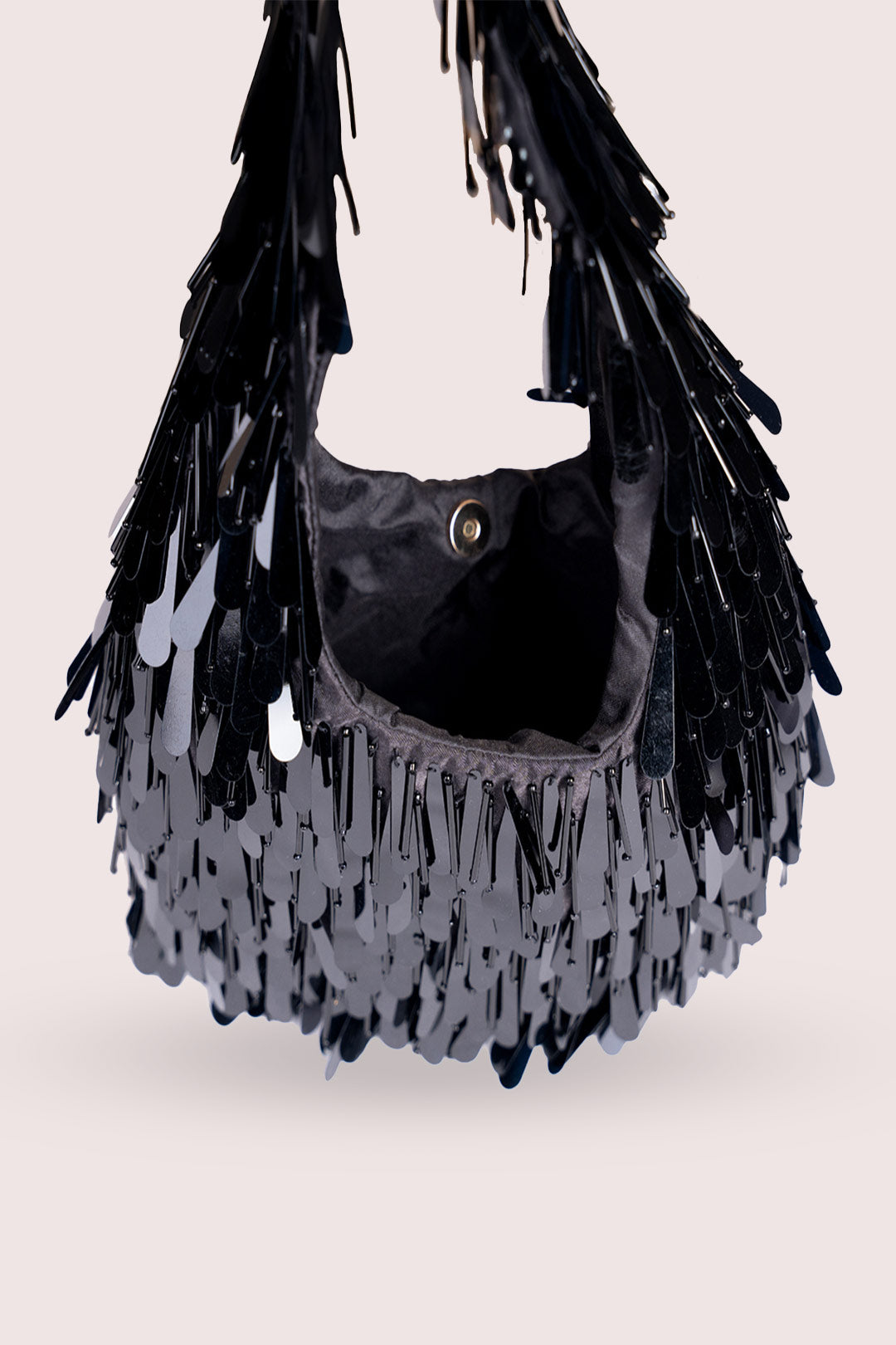 Raven Black Fringe-detail Handbag