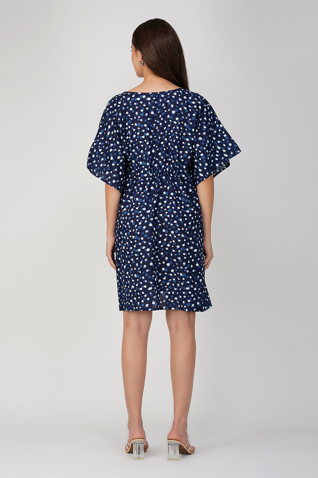 Ayla Block Printed Dotted Kaftan