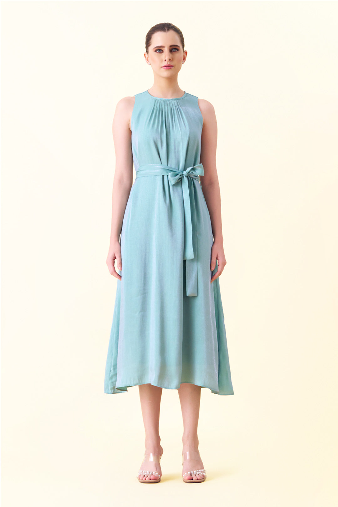 Clara Front Pleated Waist Tie-up Dress