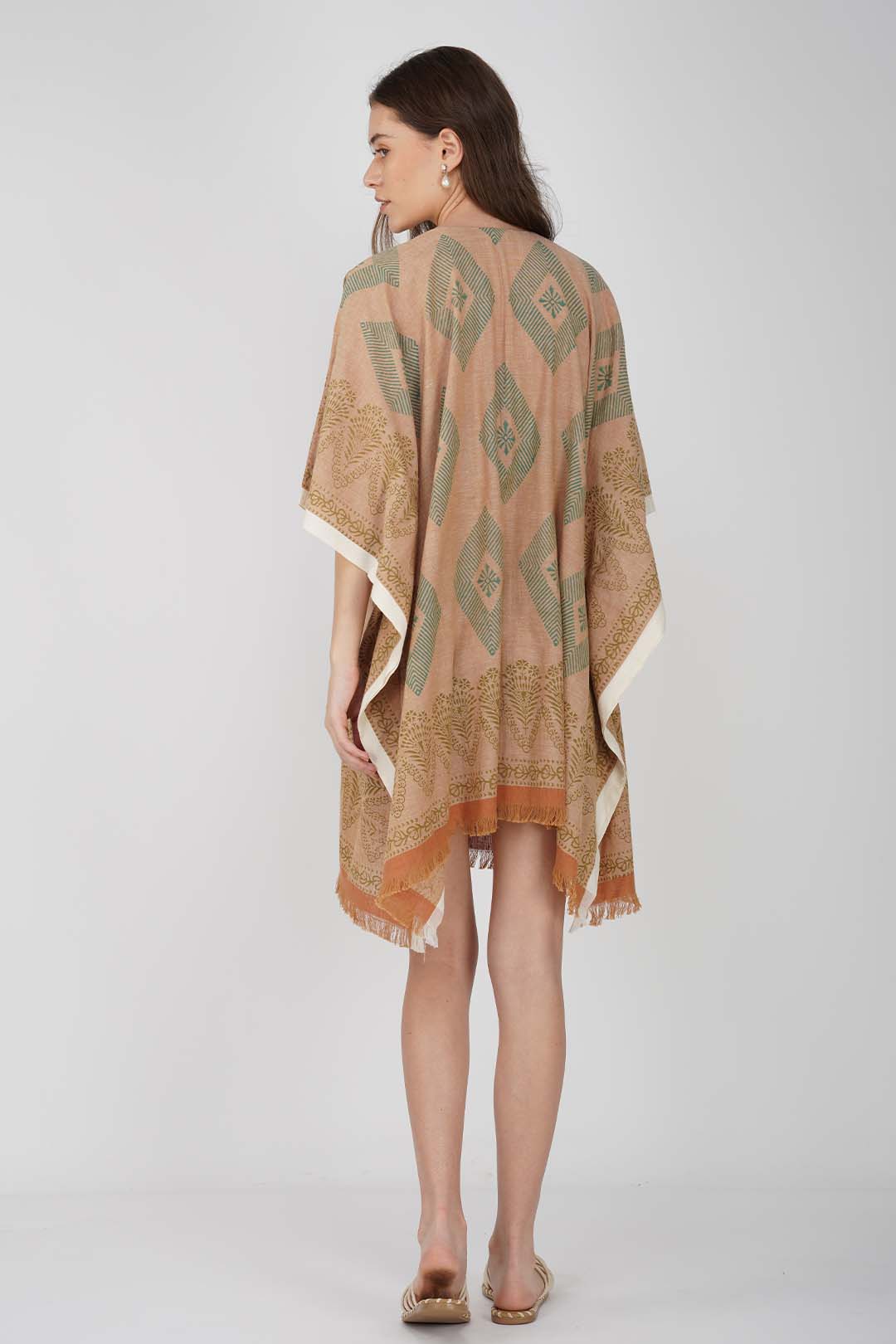 Bella Block Print Khadi Cotton Kaftan