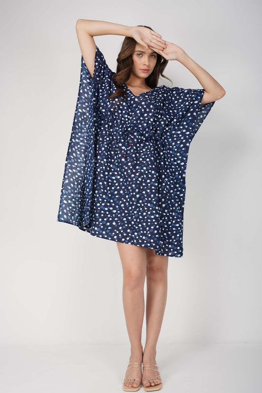 Ayla Block Printed Dotted Kaftan