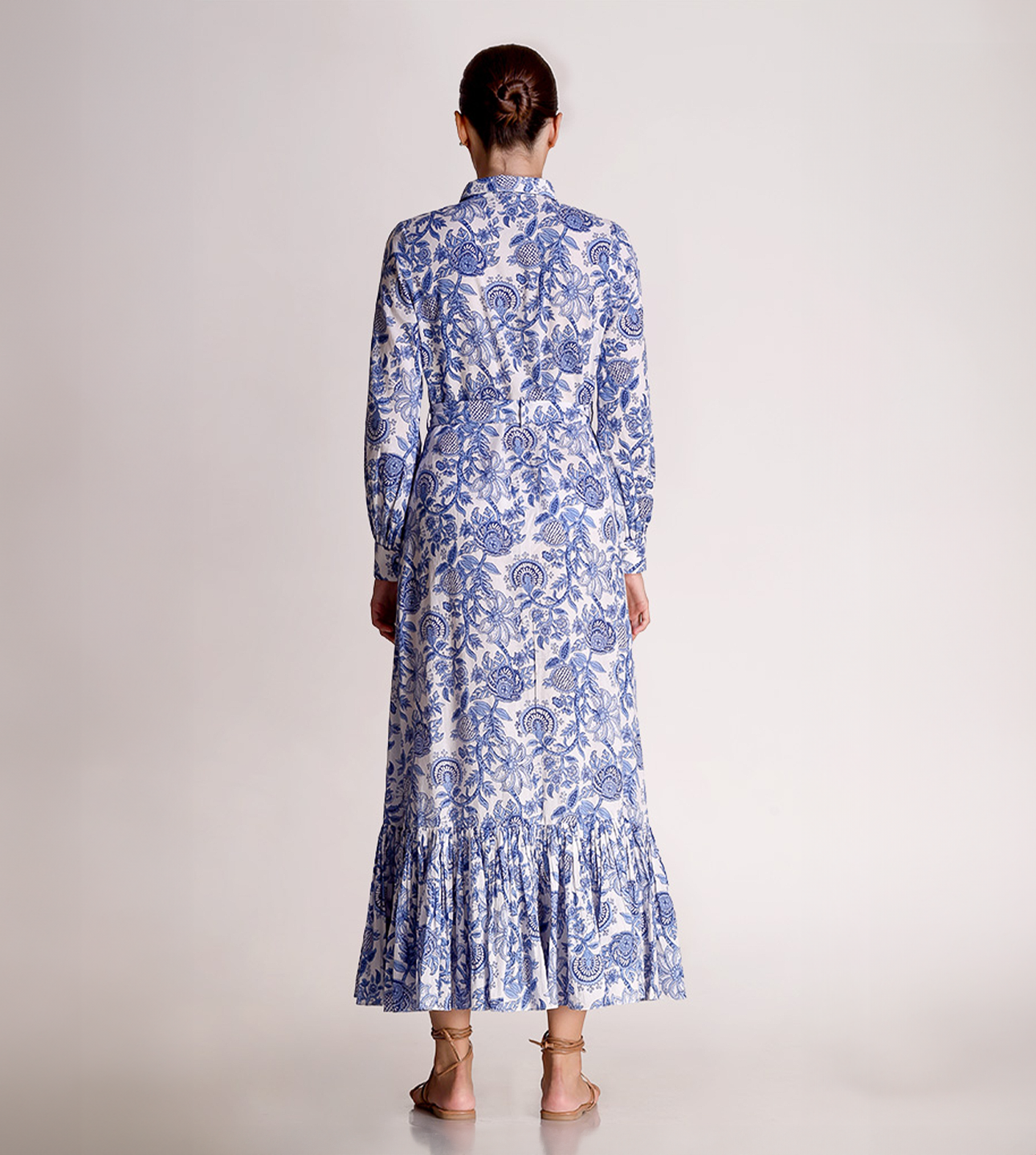 Linda - Porcelain Print Shirt Maxi Dress