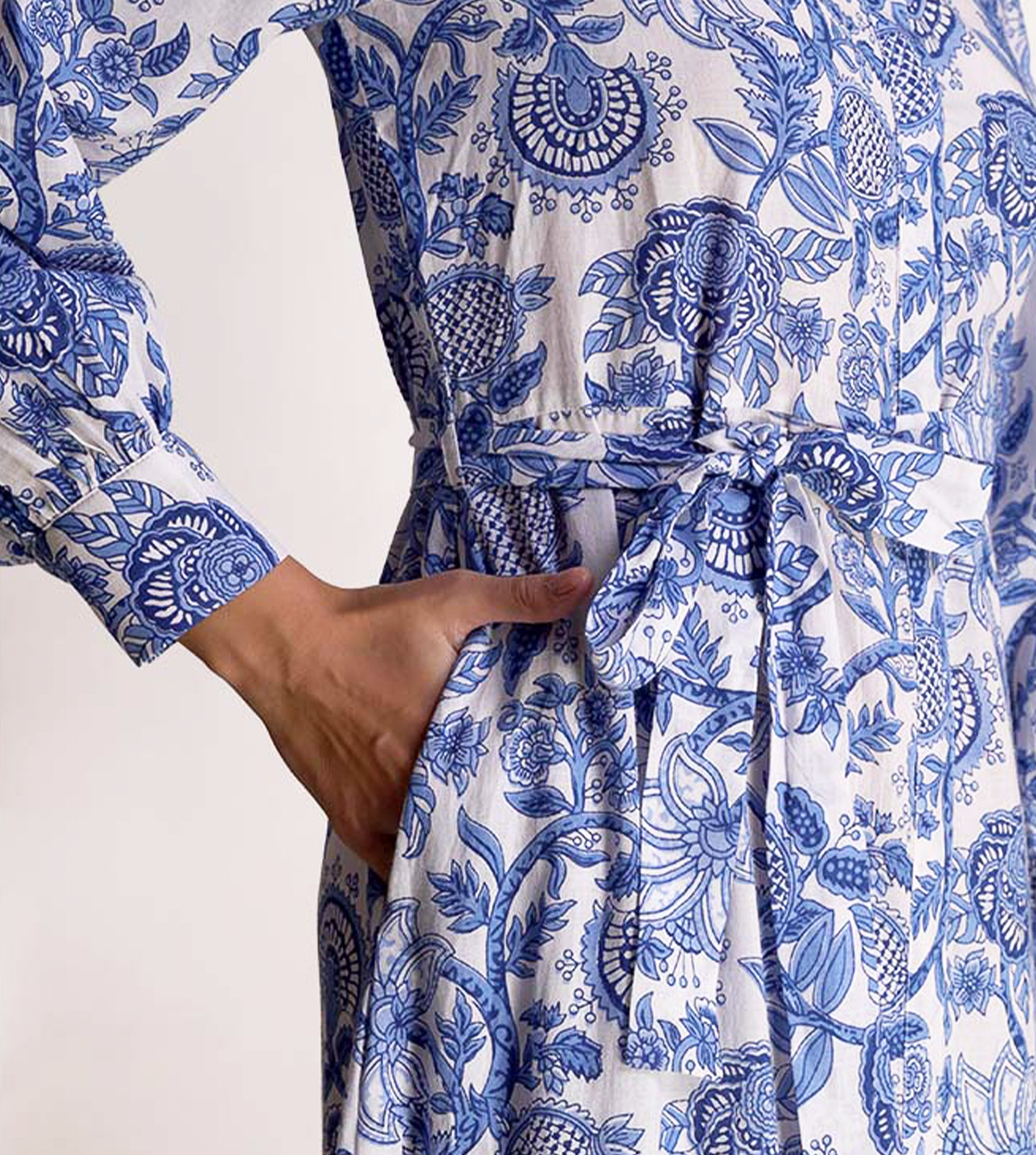 Linda - Porcelain Print Shirt Maxi Dress