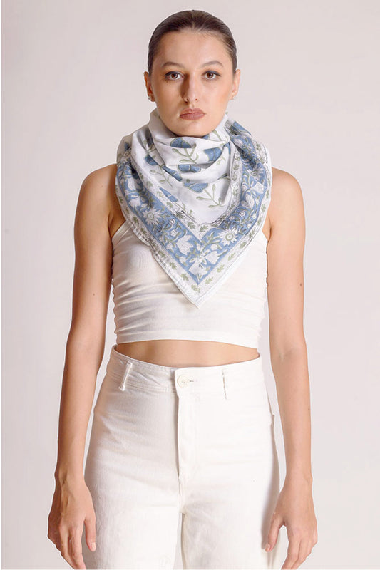 Aurora Blue Lily Motif Scarf