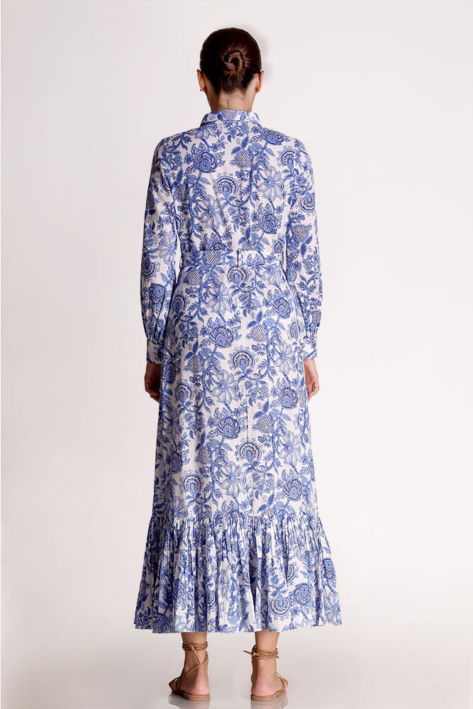 Linda - Porcelain Print Shirt Maxi Dress