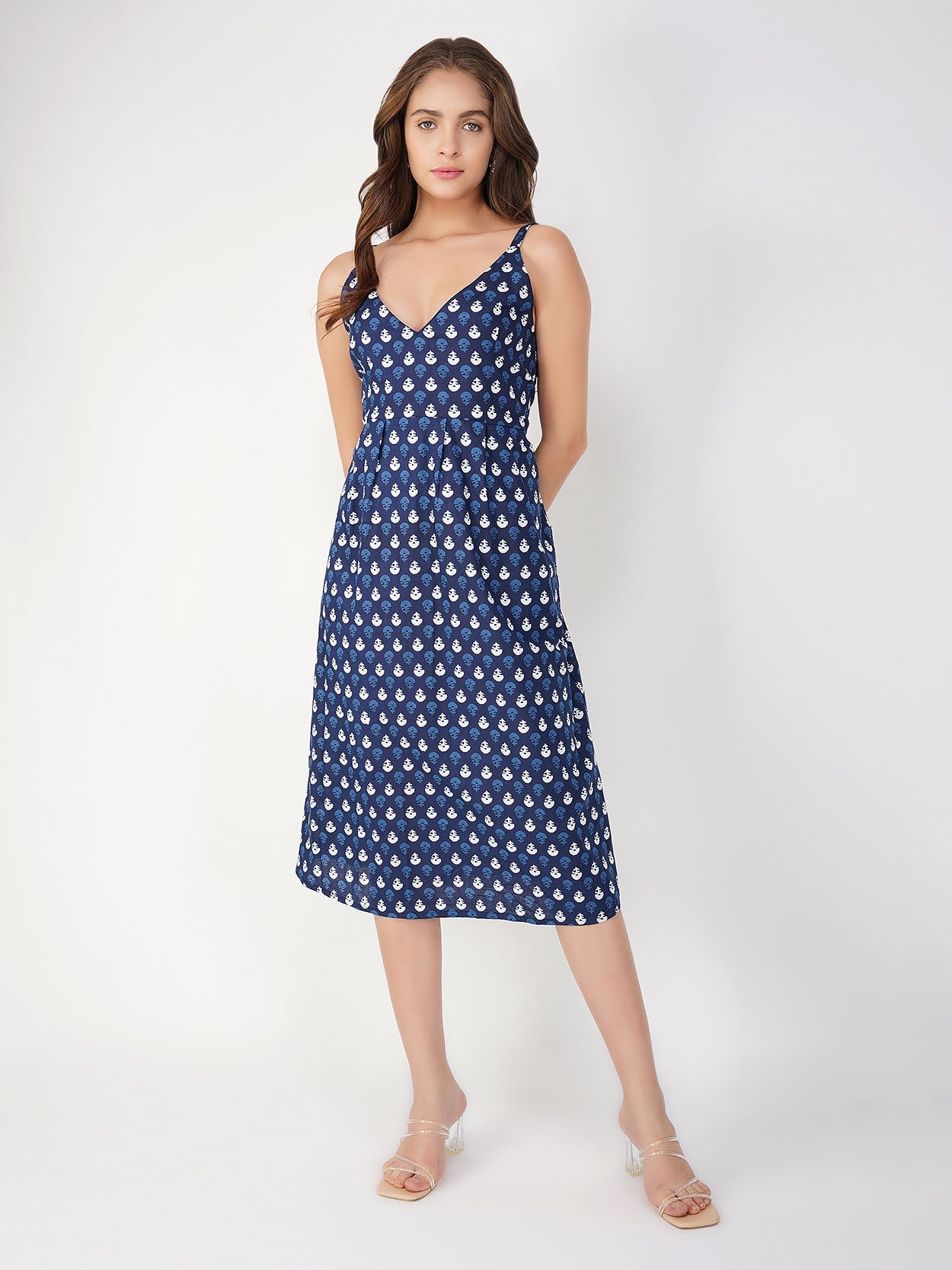 Azurine Smocked Dress - Indigo