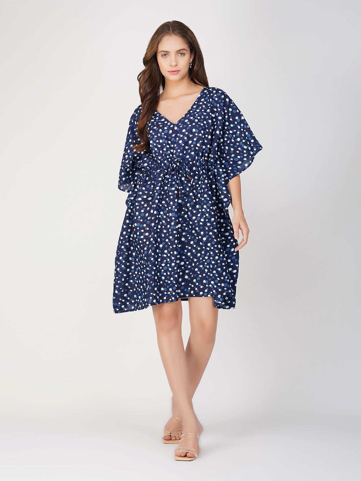 Ayla Block Printed Dotted Kaftan