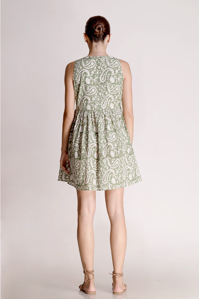 Amelia - Printed Mini Dress - Jade