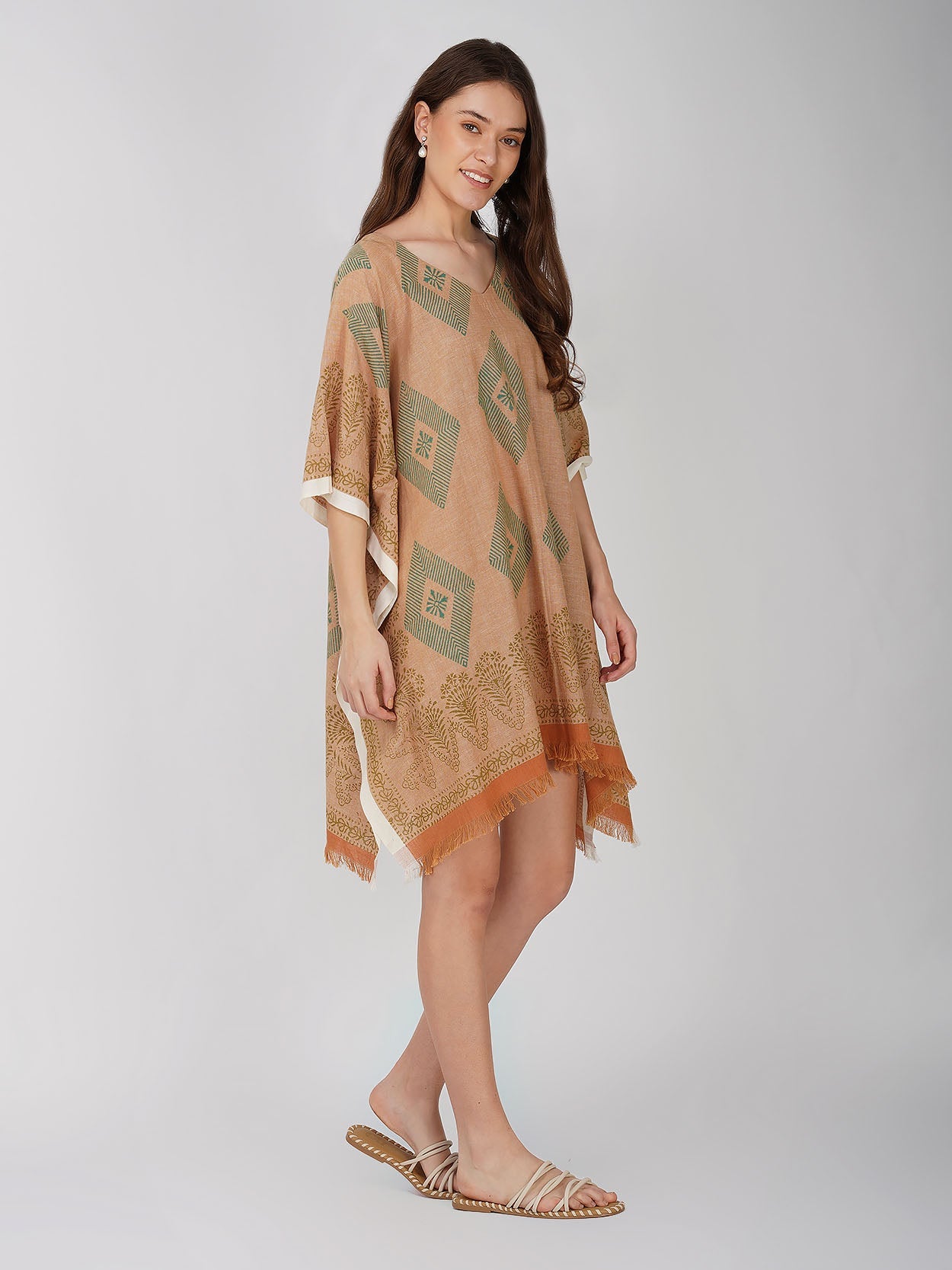 Bella Block Print Khadi Cotton Kaftan