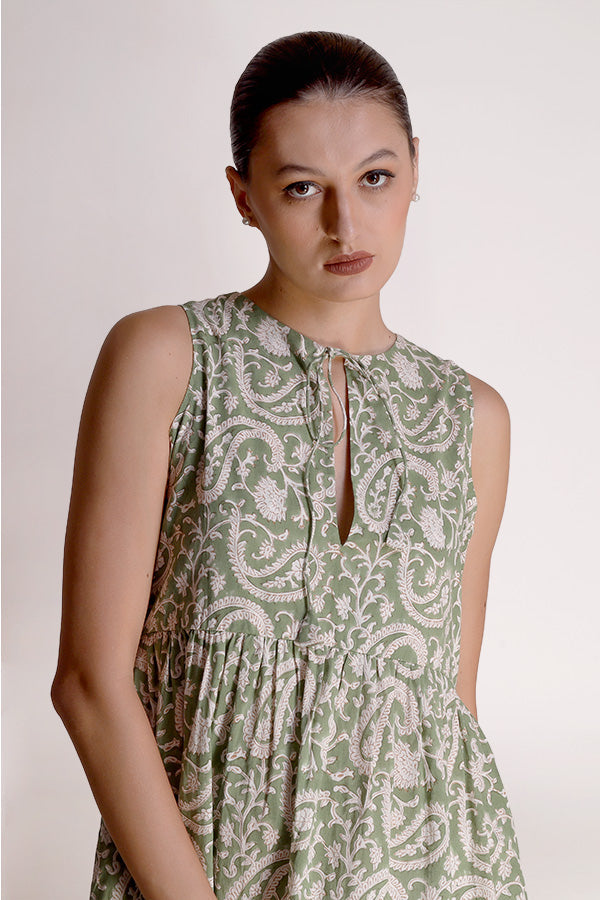 Amelia - Printed Mini Dress - Jade